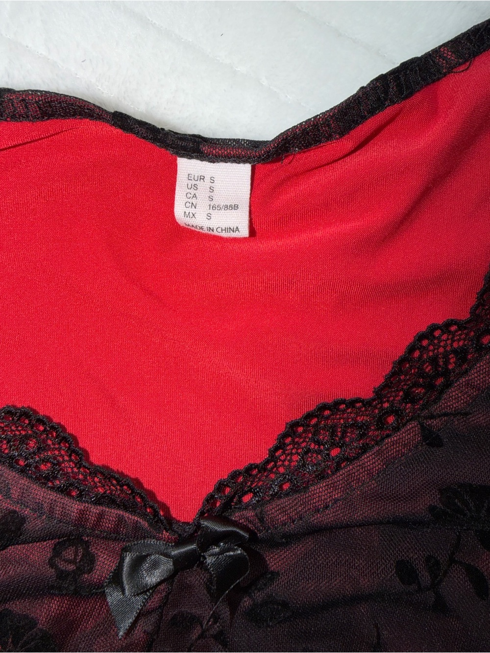 Sheer Black Floral Mesh Wrap Top with Burgundy Lining - Picture 8 of 9